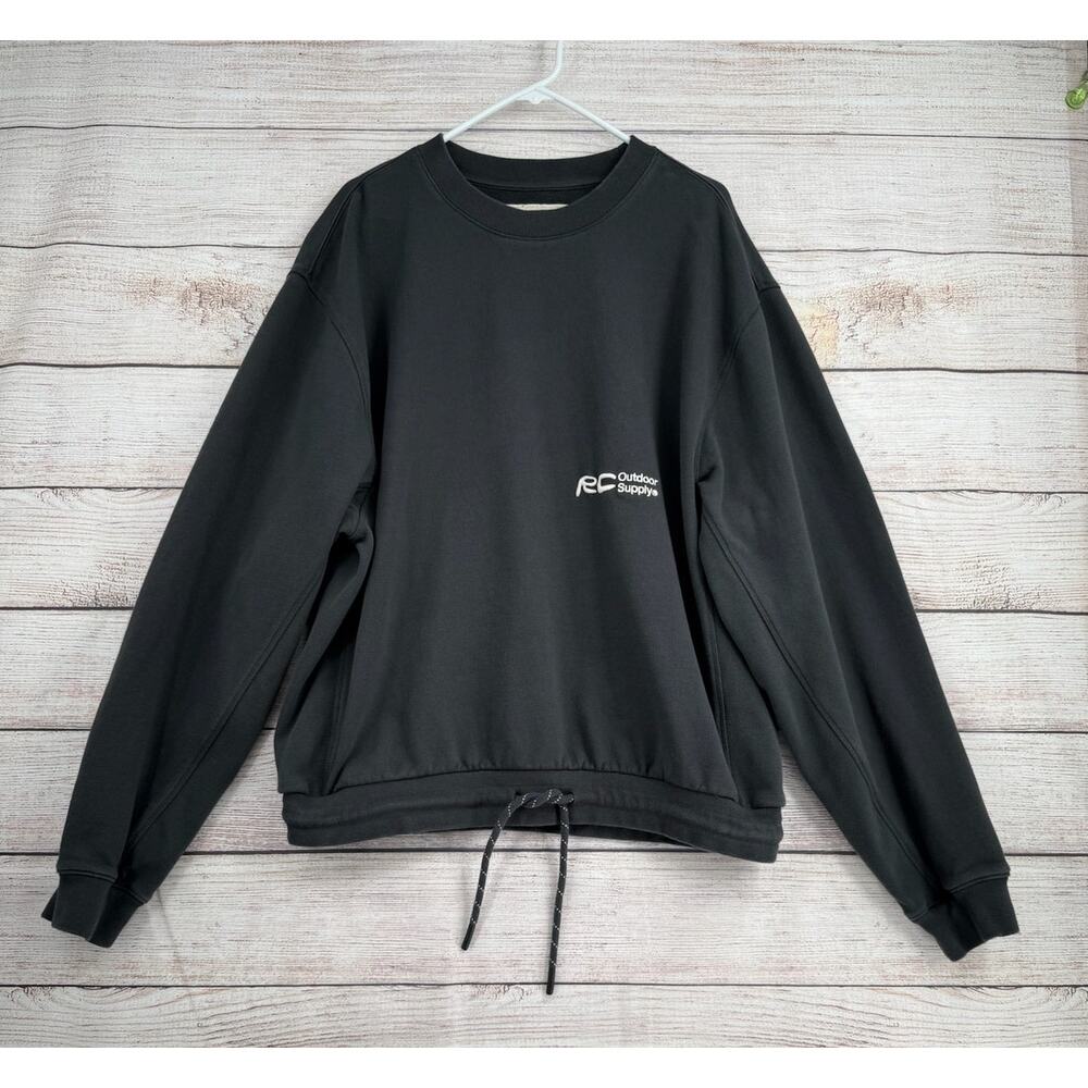 RC Outdoor Supply Sweatshirt Womens XL Gray Embroidered Drawstring Hem Crewneck